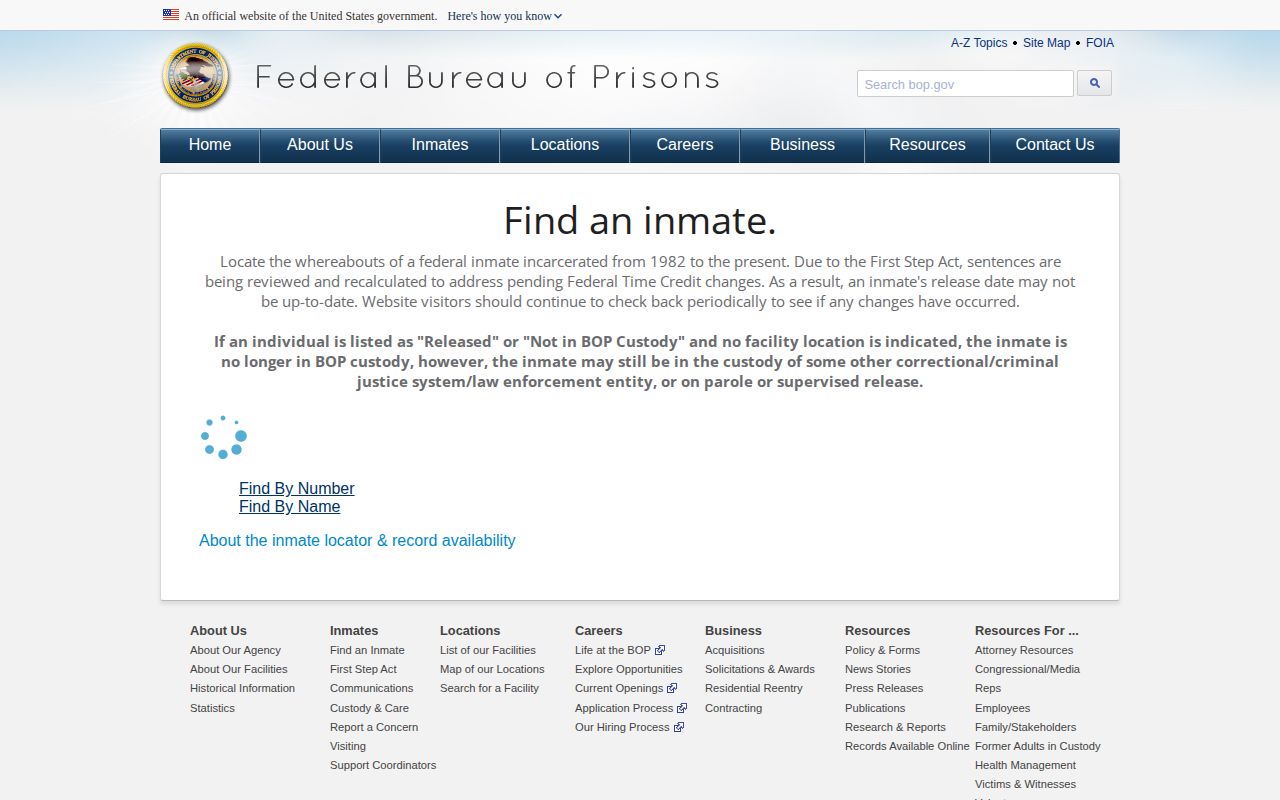 Federal BOP custody locator used beside Lee County warrant records